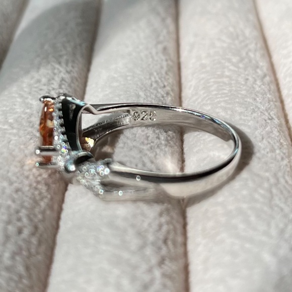 R008 | Amber CZ Pear Stone with Halo Ring - Picture 6 of 6